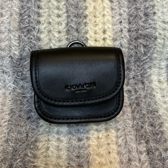 Coach Other - Coach Black Leather Mini Pouch/Air Pod Case